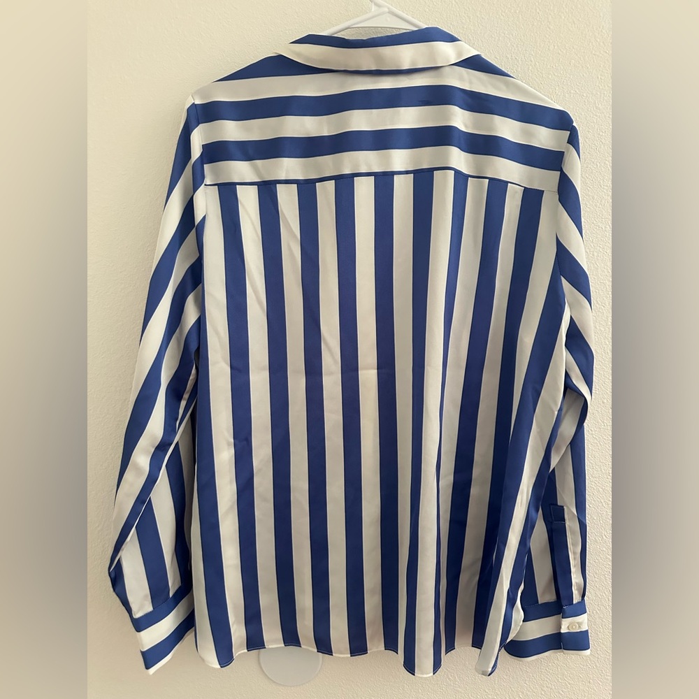 A New Day Blue and White Striped Button Down Shirt! - Picture 2 of 8